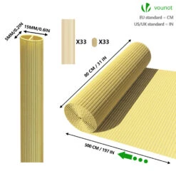 Canisse PVC Brise Vue Ultra Renforce Avec Attaches De Fixation 80x500cm Beige(Canisse Pvc Brise Vue Ultra Renforce Avec Attaches De Fixation 80x500cm Beige) -Boutique Vounot 80 500 5