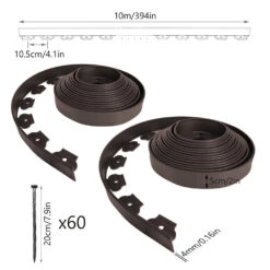 Bordure De Jardin Plastique Flexible 20m Avec Piquets Marron(Bordure De Jardin Plastique Flexible 20m Avec Piquets Marron) -Boutique Vounot 9