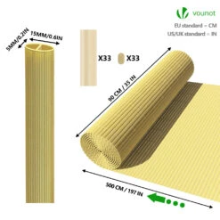 Canisse PVC Brise Vue Ultra Renforce Avec Attaches De Fixation 90x500cm Beige(Canisse Pvc Brise Vue Ultra Renforce Avec Attaches De Fixation 90x500cm Beige) -Boutique Vounot 90 500 5