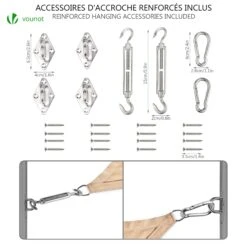 Voile D'ombrage Rectangulaire Avec 24pcs Kit De Fixation(Voile D Ombrage Rectangulaire Avec 24pcs Kit De Fixation) -Boutique Vounot 9 7762246f 0291 4f8d 959b a68c7d338ca5