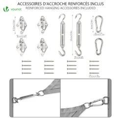Voile D'ombrage Rectangulaire Avec 24pcs Kit De Fixation(Voile D Ombrage Rectangulaire Avec 24pcs Kit De Fixation) -Boutique Vounot 9 e4116db5 4193 4725 9337 f6eda7c89f3c