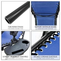 Chaise Longue Inclinable En Textilene Avec Porte Gobelet Et Portable Bleue(Chaise Longue Inclinable En Textilene Avec Porte Gobelet Et Portable Bleue) -Boutique Vounot Chaiselonguebleu4 59c4d039 7219 4626 8e75 096d90337846