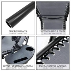 Chaise Longue Inclinable En Textilene Avec Porte Gobelet Et Portable Gris Lot De 2(Chaise Longue Inclinable En Textilene Avec Porte Gobelet Et Portable Gris Lot De 2) -Boutique Vounot Chaiselonguegrise4 019b2bfe 7ea9 4240 bdbc b768995fcf18