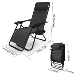 Chaise Longue Inclinable En Testilene Avec Porte Gobelet Et Portable Noir Lot De 2(Chaise Longue Inclinable En Testilene Avec Porte Gobelet Et Portable Noir Lot De 2) -Boutique Vounot Chaiselonguenoire7 5d78e4d9 7523 413b 8fde 6ee161331747