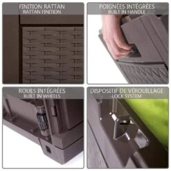 Coffre De Rangement Exterieur 310Len PP 119x48x60CM Style Polyrotin Marron(Coffre De Rangement Exterieur 310l En Pp 119x48x60cm Style Polyrotin Marron) -Boutique Vounot MBR310 3.1 d7f7546b 31c6 4427 87e8 bffc8475f4d2