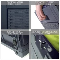 Coffre De Rangement Exterieur 310Len PP 119x48x60CM Style Polyrotin Anthracite(Coffre De Rangement Exterieur 310l En Pp 119x48x60cm Style Polyrotin Anthracite) -Boutique Vounot MBR310 3 55784fa5 5934 4969 8bb8 6c2b3be44bf4