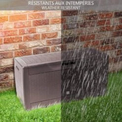 Coffre De Rangement Exterieur 310Len PP 119x48x60CM Style Polyrotin Marron(Coffre De Rangement Exterieur 310l En Pp 119x48x60cm Style Polyrotin Marron) -Boutique Vounot MBR310 7.1 fdb0175e 3055 4d6d 9af4 e848ac534872
