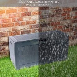 Coffre De Rangement Exterieur 310Len PP 119x48x60CM Style Polyrotin Anthracite(Coffre De Rangement Exterieur 310l En Pp 119x48x60cm Style Polyrotin Anthracite) -Boutique Vounot MBR310 7 01b93f7f 3b76 4c5c 81a1 efc55a85254f