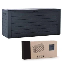 Coffre De Rangement Exterieur 280Len PP 116x44x55CM Style Bois Anthracite(Coffre De Rangement Exterieur 280l En Pp 116x44x55cm Style Bois Anthracite) -Boutique Vounot MBWL280 1 855897b8 7175 4825 b728 1bf84974821d