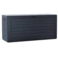 Coffre De Rangement Exterieur 280Len PP 116x44x55CM Style Bois Anthracite(Coffre De Rangement Exterieur 280l En Pp 116x44x55cm Style Bois Anthracite)