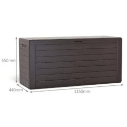 Coffre De Rangement Exterieur 280Len PP 116x44x55CM Style Bois Marron(Coffre De Rangement Exterieur 280l En Pp 116x44x55cm Style Bois Marron) -Boutique Vounot MBWL280 5.1 84965a47 3775 429f 84c9 1e937aed547f