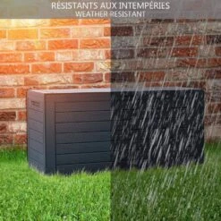 Coffre De Rangement Exterieur 280Len PP 116x44x55CM Style Bois Anthracite(Coffre De Rangement Exterieur 280l En Pp 116x44x55cm Style Bois Anthracite) -Boutique Vounot MBWL280 7 5584b996 f103 41cc bee1 b04545b21365