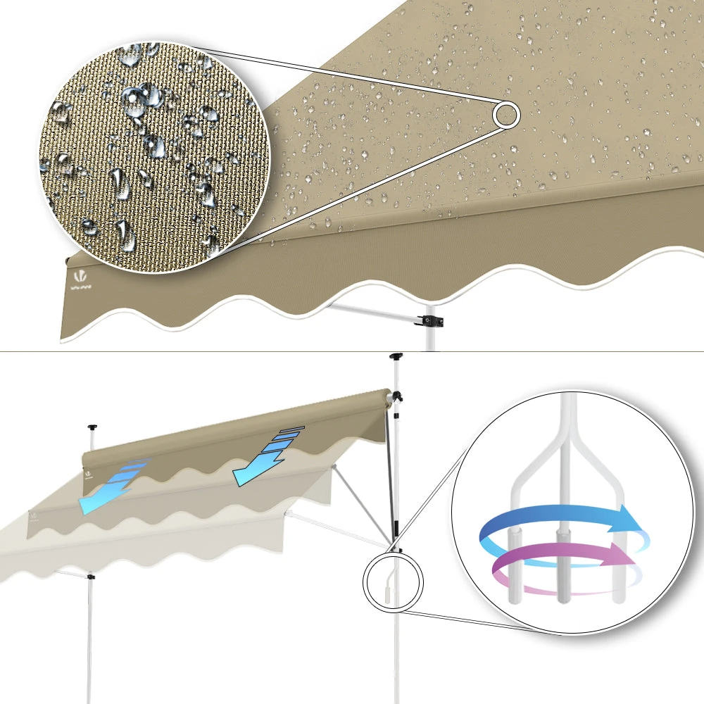 Auvent Retractable Manuel Sans Percage 250cm Beige(Auvent Retractable Manuel Sans Percage 250cm Beige) 5 Auvent Retractable Manuel Sans Percage 250cm Beige(Auvent Retractable Manuel Sans Percage 250cm Beige) – Image 5