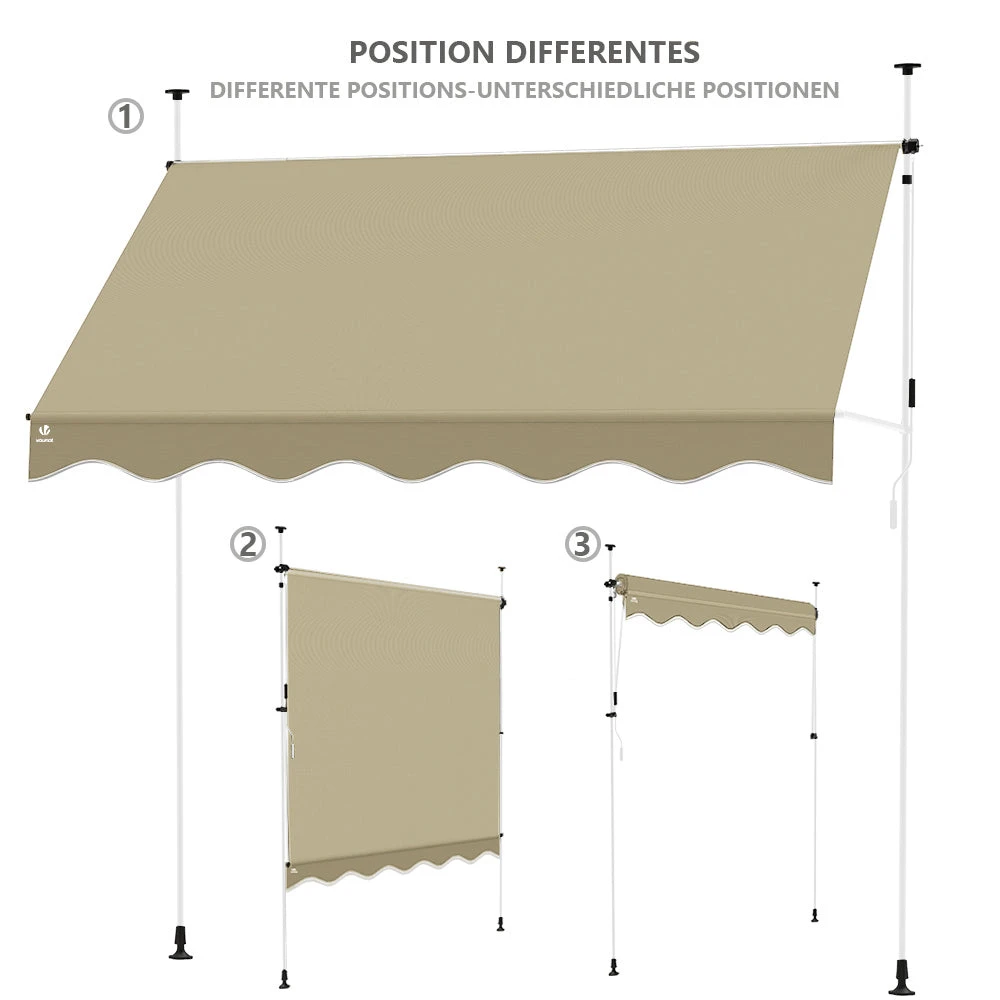 Auvent Retractable Manuel Sans Percage 250cm Beige(Auvent Retractable Manuel Sans Percage 250cm Beige) 7 Auvent Retractable Manuel Sans Percage 250cm Beige(Auvent Retractable Manuel Sans Percage 250cm Beige) – Image 7