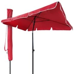Parasol Rectangulaire 2x1.25m Avec Housse De Protection Rouge(Parasol Rectangulaire 2x1 25m Avec Housse De Protection Rouge)