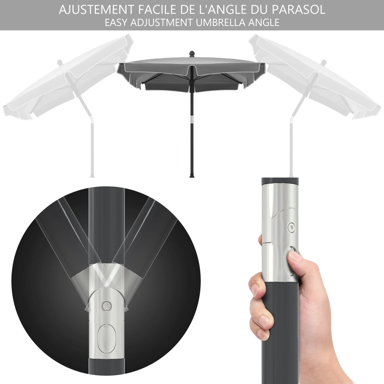Parasol Rectangulaire 2x1.25m Avec Housse De Protection Gris(Parasol Rectangulaire 2x1 25m Avec Housse De Protection Gris) 2 Parasol Rectangulaire 2x1.25m Avec Housse De Protection Gris(Parasol Rectangulaire 2x1 25m Avec Housse De Protection Gris) – Image 2