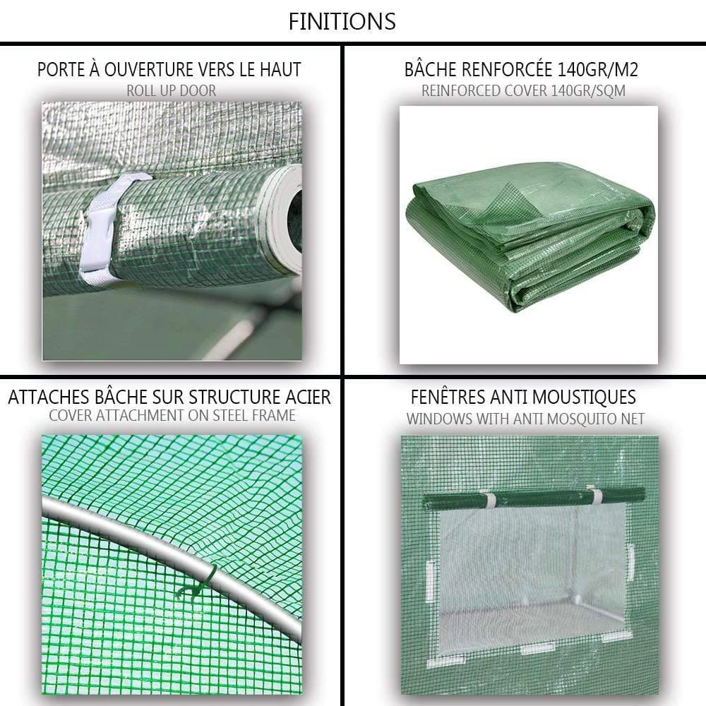 Grande Serre De Jardin 18m2 En Acier Galvanisé - Taille : 6x3x2M(Grande Serre De Jardin 18m2 En Acier Galvanise Taille 6x3x2m) 3 Grande Serre De Jardin 18m2 En Acier Galvanisé - Taille : 6x3x2M(Grande Serre De Jardin 18m2 En Acier Galvanise Taille 6x3x2m) – Image 3