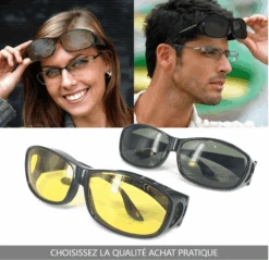 Surlunettes De Protection Soleil Et Conduite Lot De 2(Surlunettes De Protection Soleil Et Conduite Lot De 2) -Boutique Vounot Surlunettes Fit over sunglasses black 3
