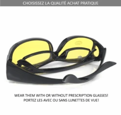 Surlunettes De Protection Soleil Et Conduite Lot De 2(Surlunettes De Protection Soleil Et Conduite Lot De 2) -Boutique Vounot Surlunettes Fit over sunglasses black 4