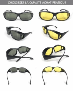 Surlunettes De Protection Soleil Et Conduite Lot De 2(Surlunettes De Protection Soleil Et Conduite Lot De 2) -Boutique Vounot Surlunettes Fit over sunglasses black 5
