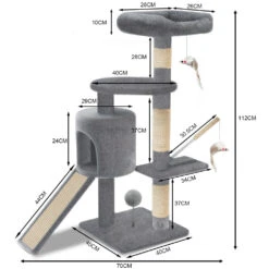 Arbre à Chat 112cm Avec Griffoir Plateforme Niche L Gris(Arbre A Chat 112cm Avec Griffoir Plateforme Niche L Gris) -Boutique Vounot arbreachatLbeige 4 17bc84c4 3a71 4cb6 ab10 038fb161ce96