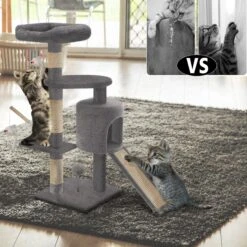 Arbre à Chat 112cm Avec Griffoir Plateforme Niche L Gris(Arbre A Chat 112cm Avec Griffoir Plateforme Niche L Gris) -Boutique Vounot arbreachatLbeige 6 7f119501 688a 4b07 816f 08facadafe49