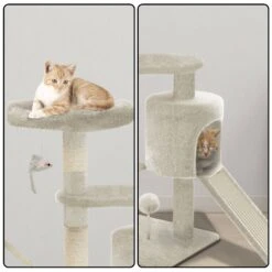 Arbre à Chat 112cm Avec Griffoir Plateforme Niche L Beige(Arbre A Chat 112cm Avec Griffoir Plateforme Niche L Beige) -Boutique Vounot arbreachatLbeige 7 4a0fb978 9143 4c8b 999f a585de40ee2f