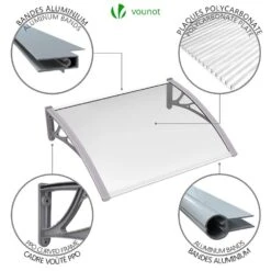 Auvent De Porte Marquise 120x80 Cm Transparent En Polycarbonate Anti UV(Auvent De Porte Marquise 120x80 Cm Transparent En Polycarbonate Anti Uv) -Boutique Vounot auventdeporte100cm 6 430572f0 e042 46da 920d 5a26c54d08e6