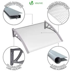 Auvent De Porte Marquise 100x80 Cm Transparent En Polycarbonate Anti UV(Auvent De Porte Marquise 100x80 Cm Transparent En Polycarbonate Anti Uv) -Boutique Vounot auventdeporte100cm 6 cc7a3026 720f 4ab3 b0b1 dc1c609792fd