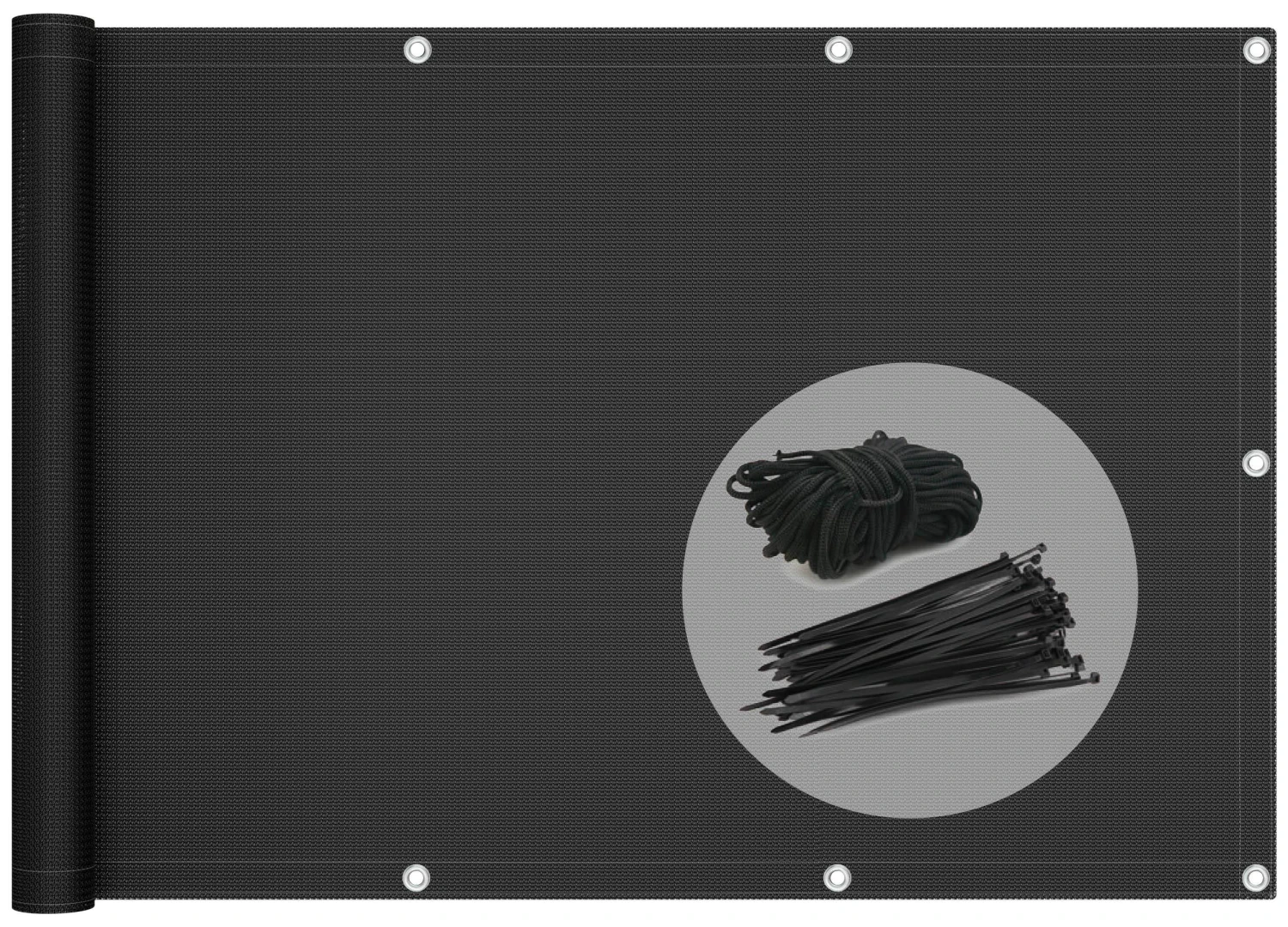 Brise Vue Pour Balcon HDPE Renforcé 230GR/M2 600x90cm Noir(Brise Vue Pour Balcon Hdpe Renforce 230gr M2 600x90cm Noir) 1 Brise Vue Pour Balcon HDPE Renforcé 230GR/M2 600x90cm Noir(Brise Vue Pour Balcon Hdpe Renforce 230gr M2 600x90cm Noir)