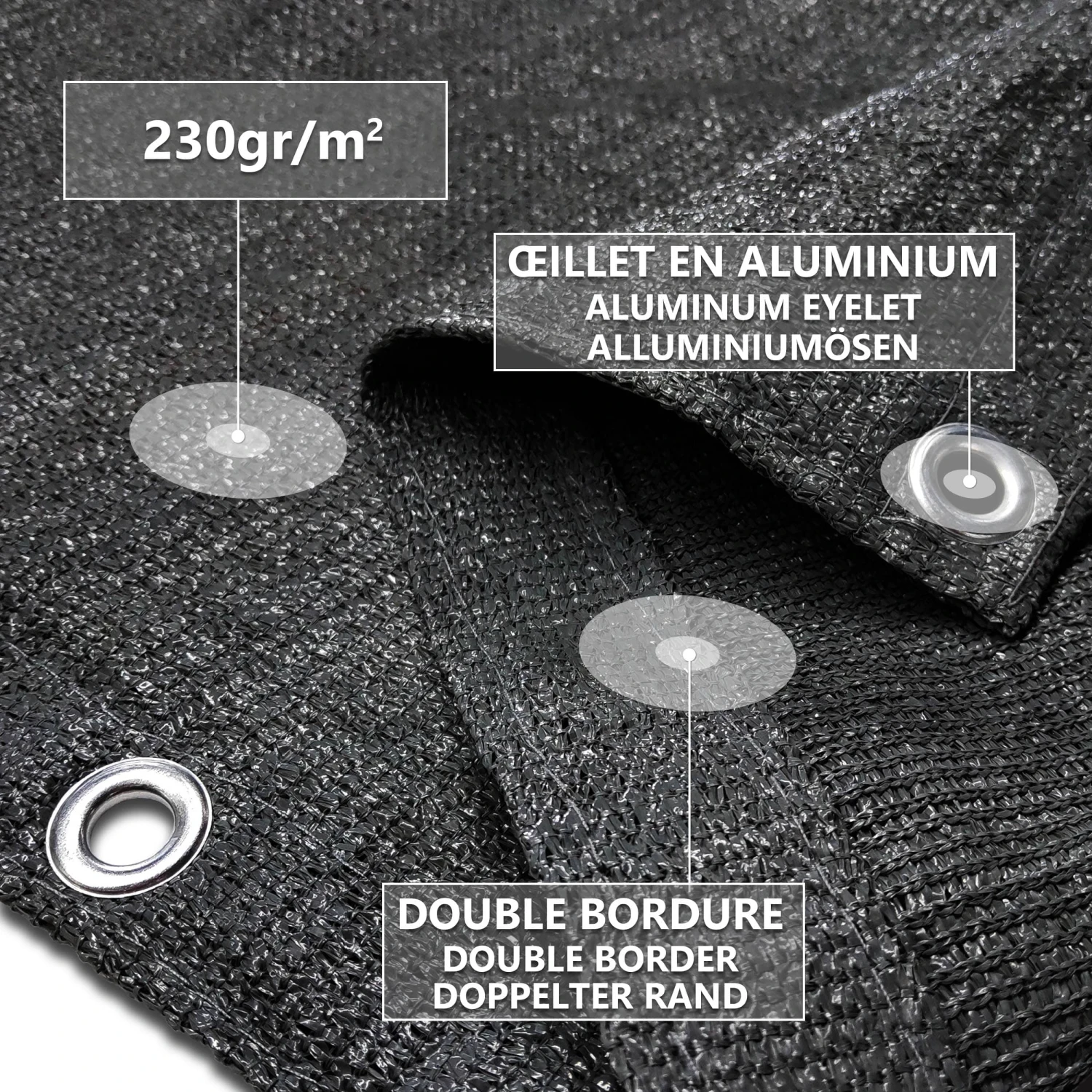 Brise Vue Pour Balcon HDPE Renforcé 230GR/M2 600x90cm Noir(Brise Vue Pour Balcon Hdpe Renforce 230gr M2 600x90cm Noir) 3 Brise Vue Pour Balcon HDPE Renforcé 230GR/M2 600x90cm Noir(Brise Vue Pour Balcon Hdpe Renforce 230gr M2 600x90cm Noir) – Image 3