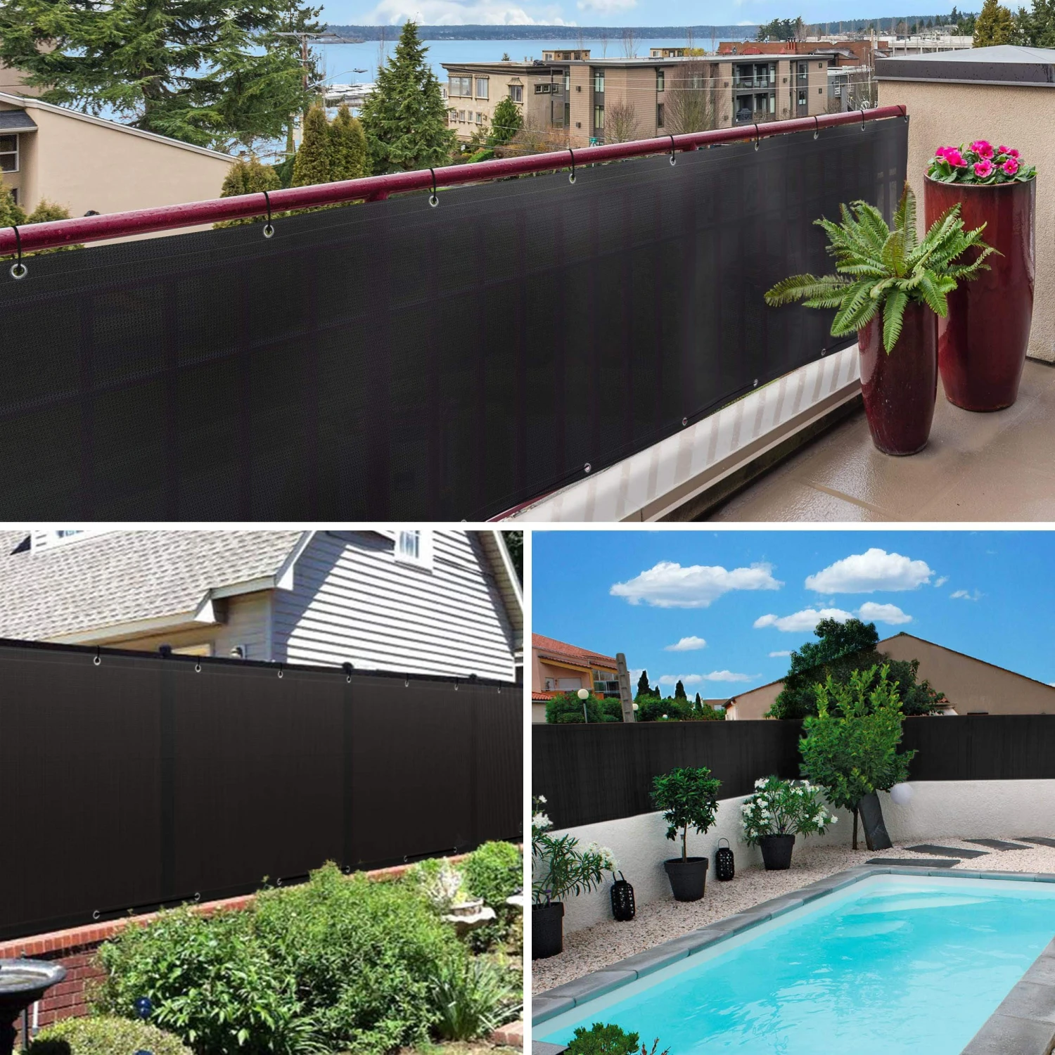 Brise Vue Pour Balcon HDPE Renforcé 230GR/M2 600x90cm Noir(Brise Vue Pour Balcon Hdpe Renforce 230gr M2 600x90cm Noir) 5 Brise Vue Pour Balcon HDPE Renforcé 230GR/M2 600x90cm Noir(Brise Vue Pour Balcon Hdpe Renforce 230gr M2 600x90cm Noir) – Image 5