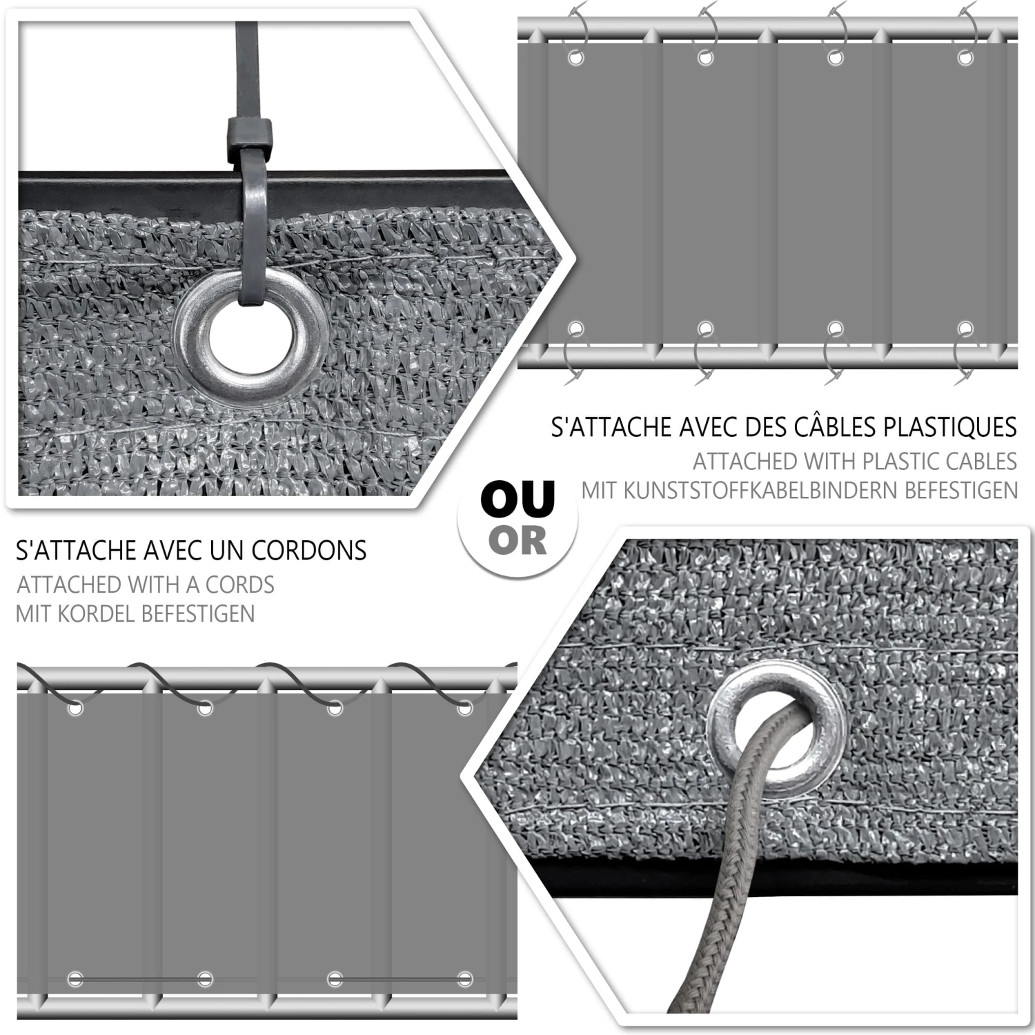 Brise Vue Pour Balcon HDPE Renforcé 230GR/M2 600x90cm Gris(Brise Vue Pour Balcon Hdpe Renforce 230gr M2 600x90cm Gris) 6 Brise Vue Pour Balcon HDPE Renforcé 230GR/M2 600x90cm Gris(Brise Vue Pour Balcon Hdpe Renforce 230gr M2 600x90cm Gris) – Image 6