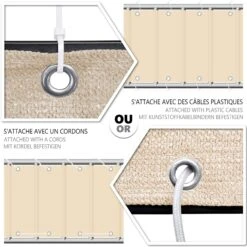 Brise Vue Pour Balcon HDPE Renforcé 230GR/M2 500x90cm Beige(Brise Vue Pour Balcon Hdpe Renforce 230gr M2 500x90cm Beige) -Boutique Vounot balconbrisevue 6 62bb136f a08e 4204 b8c4 67d2d398ac9e