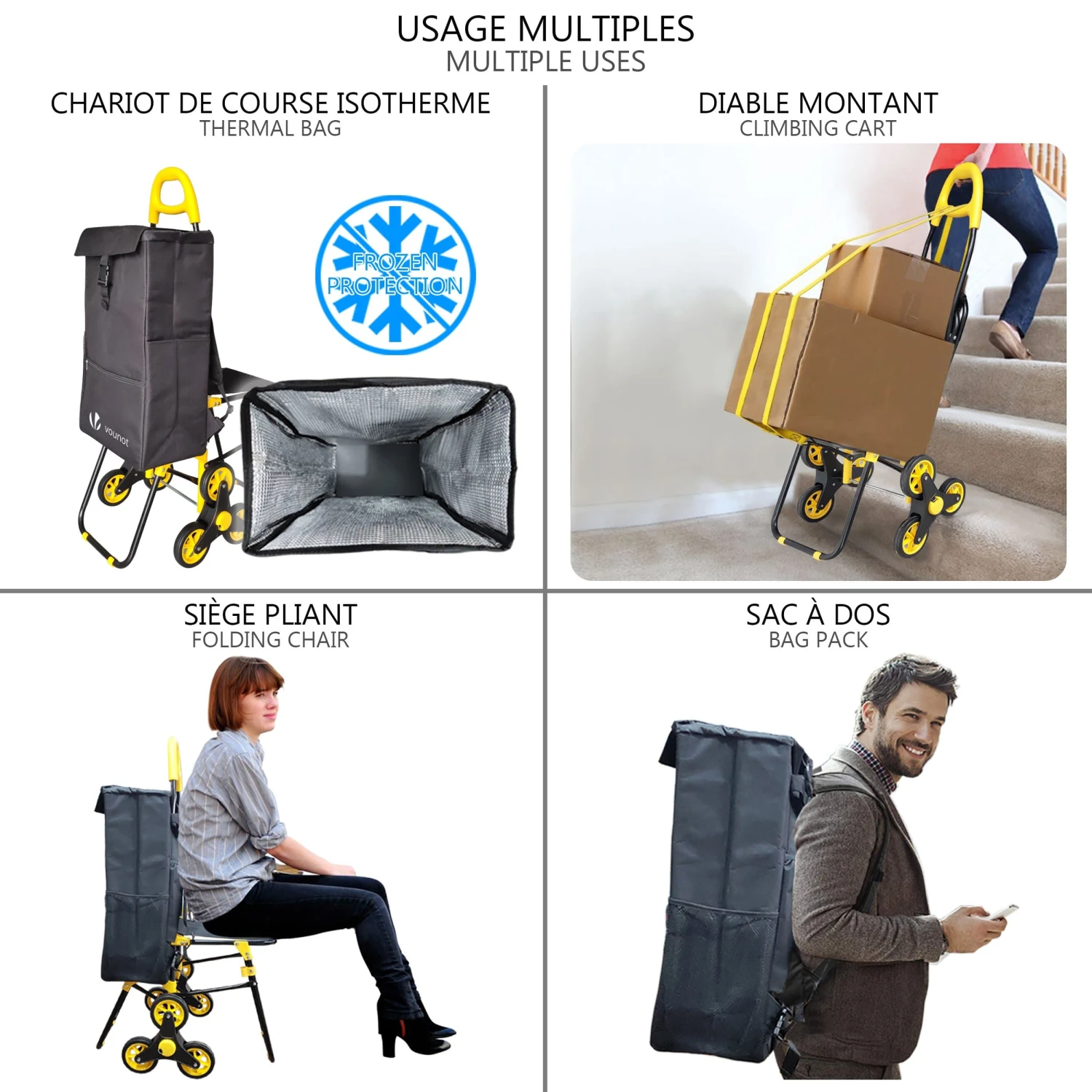 Chariot De Courses Pliable Avec Siege Jaune(Chariot De Courses Pliable Avec Siege Jaune) 3 Chariot De Courses Pliable Avec Siege Jaune(Chariot De Courses Pliable Avec Siege Jaune) – Image 3