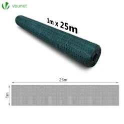 Grillage A Poule Avec Fils 13mm En PVC Gaine Vert 1x25M(Grillage A Poule Avec Fils 13mm En Pvc Gaine Vert 1x25m) -Boutique Vounot grillageapooule6