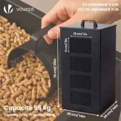 Reservoir A Granules Rangement Pellets Avec Roulettes 55kg 36x36x76cm Noir(Reservoir A Granules Rangement Pellets Avec Roulettes 55kg 36x36x76cm Noir) -Boutique Vounot image 03