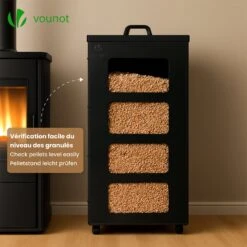 Reservoir A Granules Rangement Pellets Avec Roulettes 55kg 36x36x76cm Noir(Reservoir A Granules Rangement Pellets Avec Roulettes 55kg 36x36x76cm Noir) -Boutique Vounot image 04