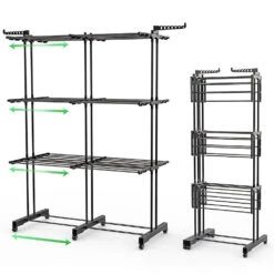 Sechoir A Linge Etendoir Extensible Et Pliable Grande Capacite Sechage 190x53x170cm Noir(Sechoir A Linge Etendoir Extensible Et Pliable Grande Capacite Sechage 190x53x170cm Noir)