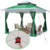 Tonnelle De Jardin Exterieure Pliable Avec Moustiquaire Pop Up 3.6x3.6m Vert(Tonnelle De Jardin Pop Up Avec Moustiquaire Vert)