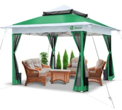 Tonnelle De Jardin Exterieure Pliable Avec Moustiquaire 3.6x3.6m Vert(Tonnelle De Jardin Exterieure Pliable Avec Moustiquaire 3 6x3 6m Vert)