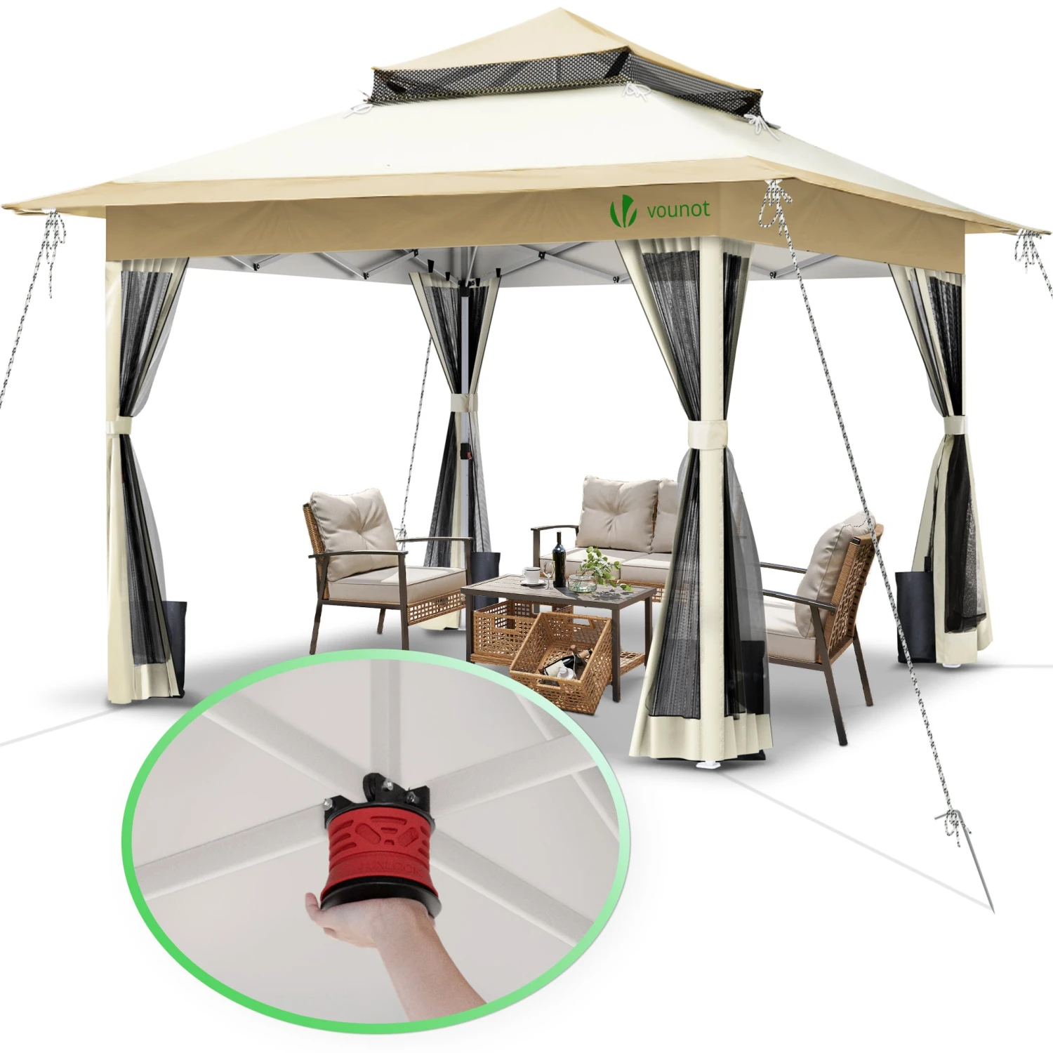 Tonnelle De Jardin Exterieure Pliable Avec Moustiquaire Pop Up 3.6x3.6m Beige(Tonnelle De Jardin Pop Up Avec Moustiquaire Beige) 1 Tonnelle De Jardin Exterieure Pliable Avec Moustiquaire Pop Up 3.6x3.6m Beige(Tonnelle De Jardin Pop Up Avec Moustiquaire Beige)