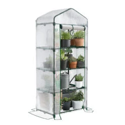 Serre De Jardin Avec Etageres Et Bache PE Renforcee 135gr/m2 69x49x160cm Blanc(Serre De Jardin Avec Etageres Et Bache Pe Renforcee 135gr M2 69x49x160cm Blanc)