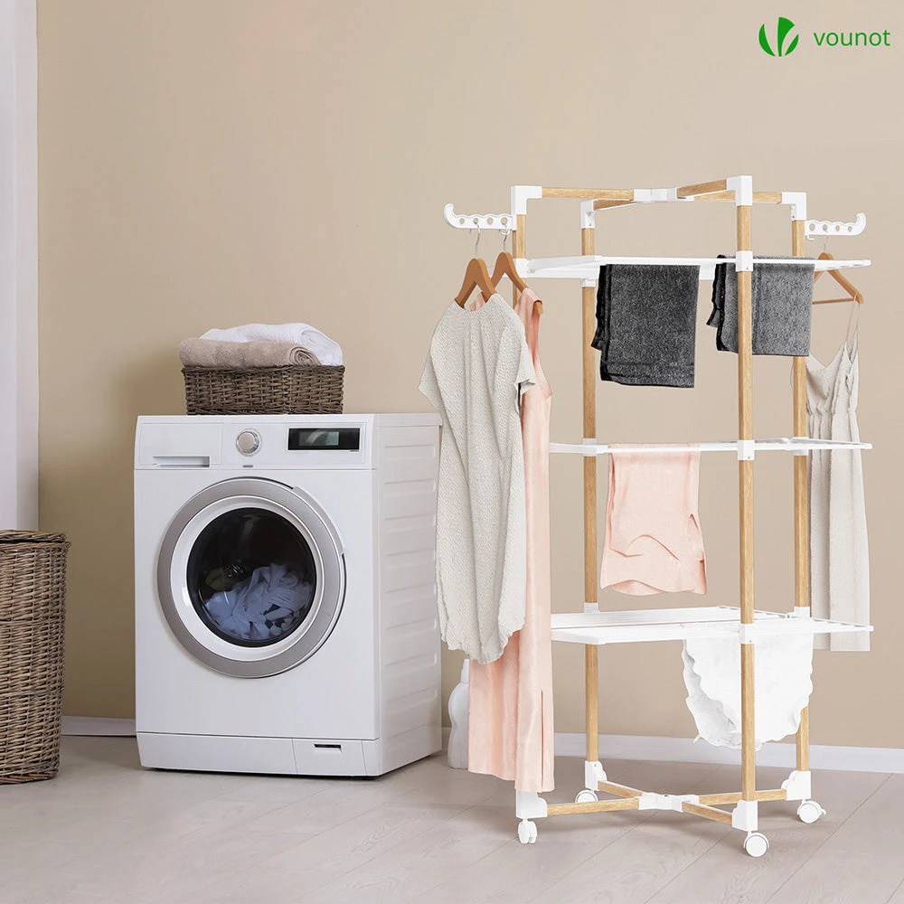 Sechoir A Linge Etendoir Tour Pliable 3 Niveaux 69x69x136 Cm Style Bois Blanc(Sechoir A Linge Etendoir Tour Pliable 3 Niveaux 69x69x136 Cm Style Bois Blanc) 2 Sechoir A Linge Etendoir Tour Pliable 3 Niveaux 69x69x136 Cm Style Bois Blanc(Sechoir A Linge Etendoir Tour Pliable 3 Niveaux 69x69x136 Cm Style Bois Blanc) – Image 2