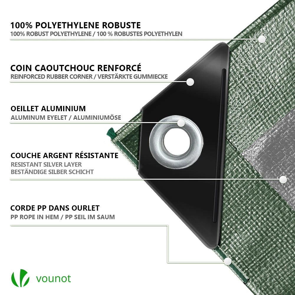 Bâche De Protection En Polyéthylène Resistant Et Impermeable 240g/m² Vert Et Argent 4x8m(Bache De Protection En Polyethylene Resistant Et Impermeable 240g M Vert Et Argent 4x8m) 2 Bâche De Protection En Polyéthylène Resistant Et Impermeable 240g/m² Vert Et Argent 4x8m(Bache De Protection En Polyethylene Resistant Et Impermeable 240g M Vert Et Argent 4x8m) – Image 2