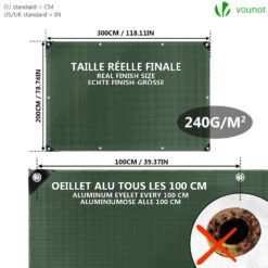 Bâche De Protection En Polyéthylène Resistant Et Impermeable 240g/m² Vert Et Argent 2x3m(Bache De Protection En Polyethylene Resistant Et Impermeable 240g M Vert Et Argent 2x3m) -Boutique Vounot listing04