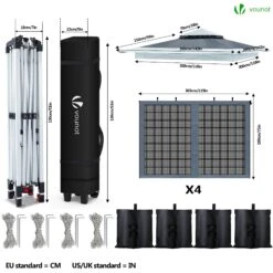 Tonnelle De Jardin Exterieure Pliable Avec Moustiquaire Pop Up 3.6x3.6m Gris(Tonnelle De Jardin Pop Up Avec Moustiquaire Gris) -Boutique Vounot listing04 170517ea b27b 4800 87de bb9ab67ce032