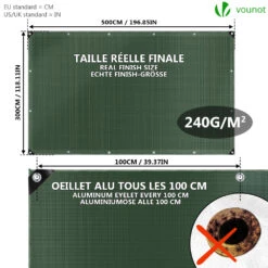 Bâche De Protection En Polyéthylène Resistant Et Impermeable 240g/m² Vert Et Argent 3x5m(Bache De Protection En Polyethylene Resistant Et Impermeable 240g M Vert Et Argent 3x5m) -Boutique Vounot listing04 2b293ba1 61de 407b a9f9 654c043bcba0