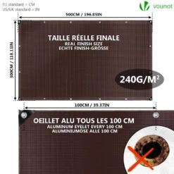 Bâche De Protection En Polyéthylène Resistant Et Impermeable 240g/m² Marron 3x5m(Bache De Protection En Polyethylene Resistant Et Impermeable 240g M Marron 3x5m) -Boutique Vounot listing04 3a032851 937d 4e50 a03e 43c6a3b49451