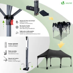 Tonnelle De Jardin 3x6m Pliable Barnum Avec 6 Parois Amovibles Noir(Tonnelle De Jardin 3x6m Pliable Barnum Avec 6 Parois Amovibles Noir) -Boutique Vounot listing04 95ffb981 e8ea 4479 86f0 06b8479dbc66